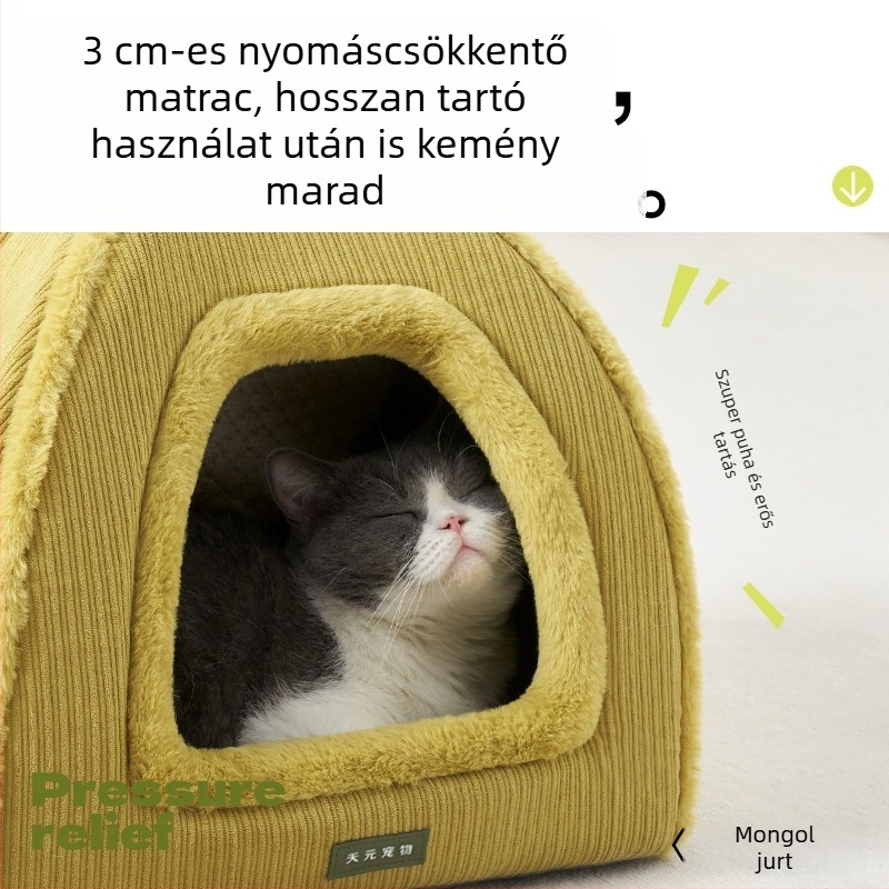 Tianyuan Háromszögletes Kisállat Fészek — Téli Meleg, Zárt Ágy Macskáknak és Kutyáknak