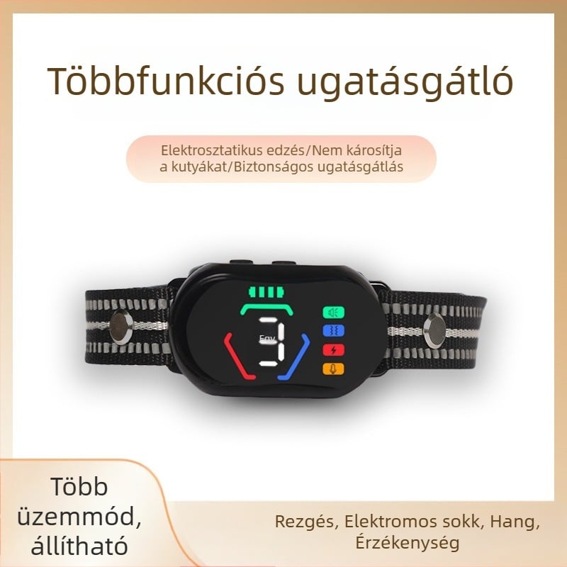 Automatikus ugatás elleni kutyanyakörv színes kijelzővel és önképzési funkcióval
