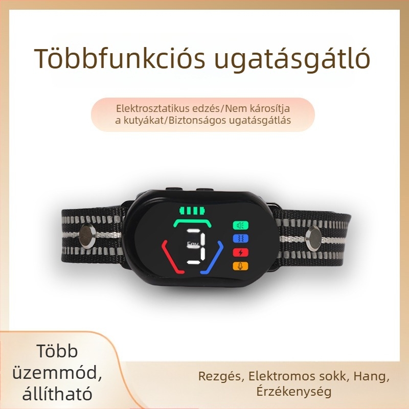 Automatikus ugatás elleni kutyanyakörv színes kijelzővel és önképzési funkcióval