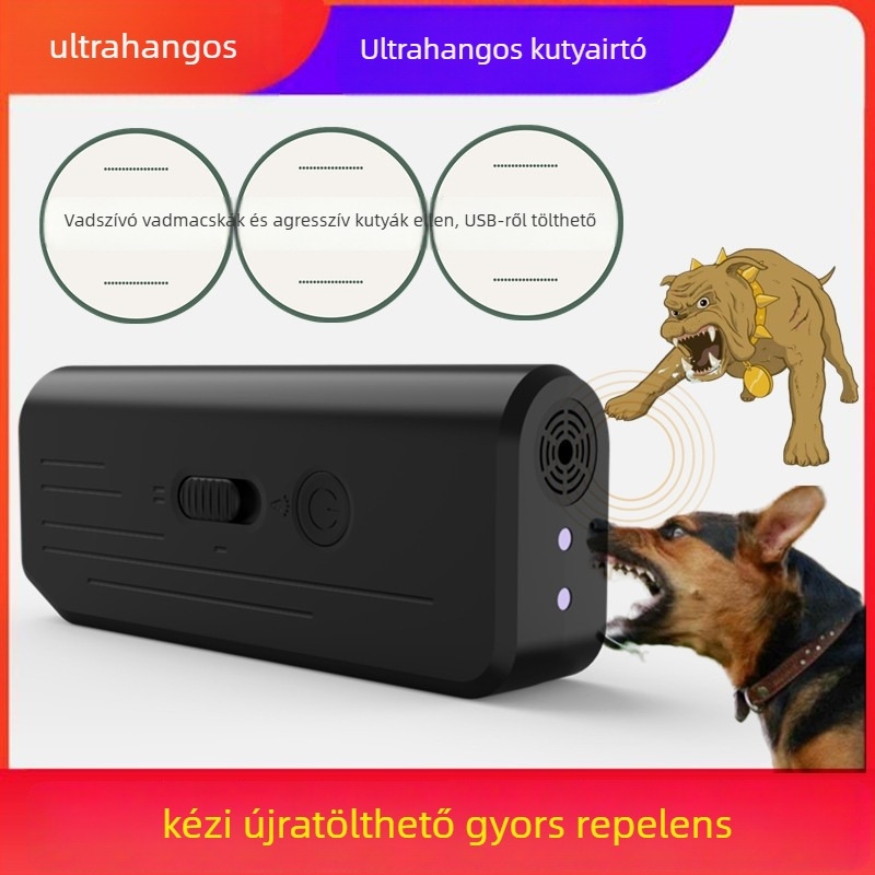 Ultrahangos kutyariasztó, kézi anti-bark eszköz, JL-655 töltő modell, műanyag, univerzális használat, hivatalos magánmárka