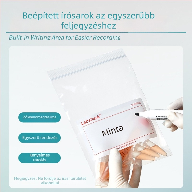 Laboratóriumi ziplock mintavételi zacskók, önzáródó, vastagított műanyag, kör alakú formájú, mindennapi használatra