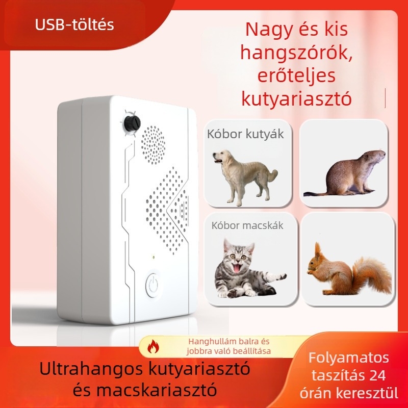 Autóhoz USB kutyariasztó, ultrahangos, műanyag, univerzális kompatibilitás