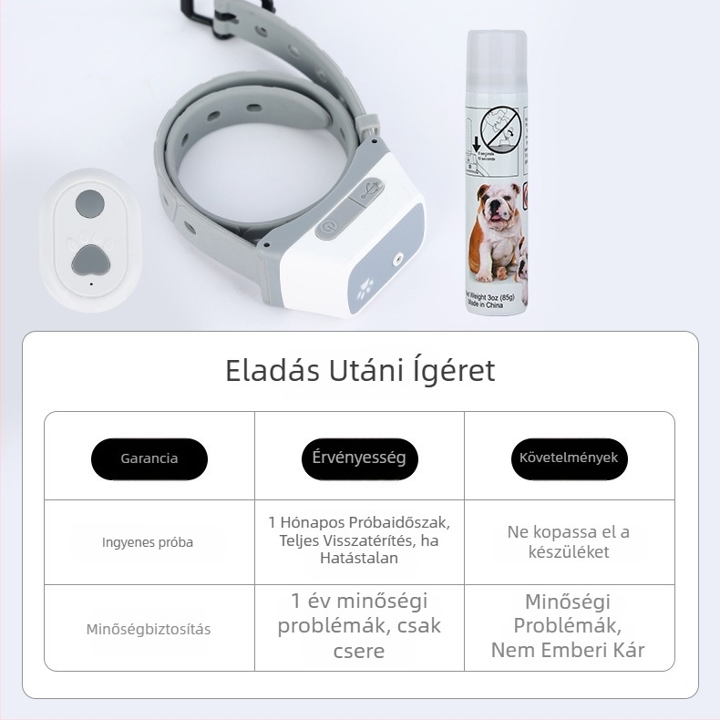 Töltővel feltölthető távirányítós spray elleni ugatást gátló eszköz kis- és közepes testű kutyáknak, univerzális kiképző eszköz a zavaró ugatás megelőzésére (Teddy)
