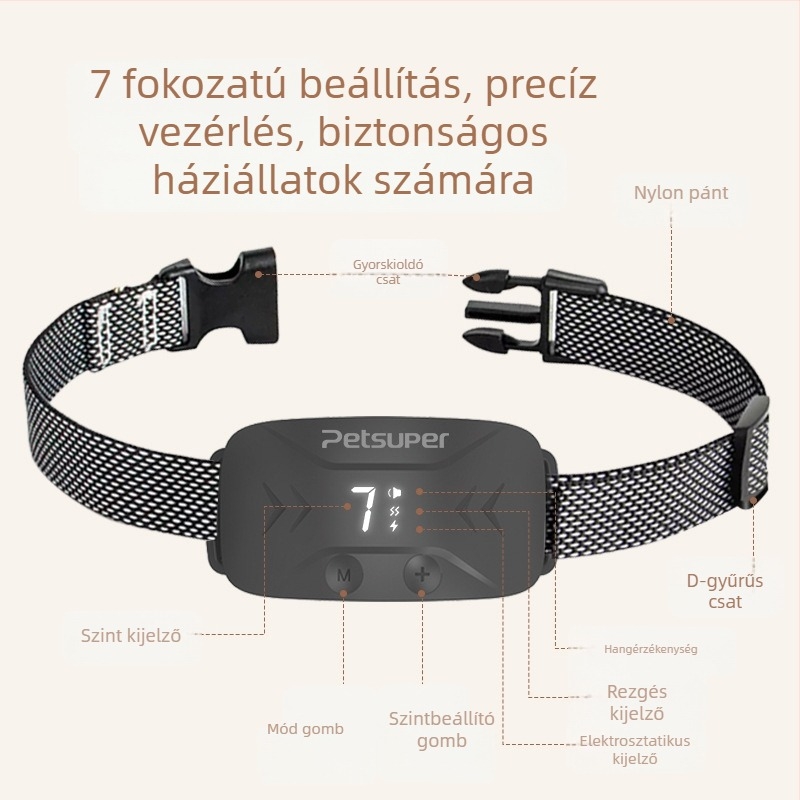 Vízálló intelligens kutyaugatás-gátló eszköz elektromos-sztatikus edzéssel és mágneses töltéssel