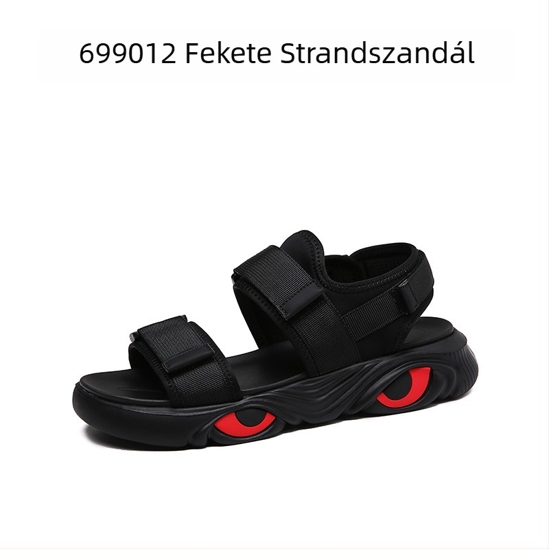 Férfiak számára légáteresztő, csúszásmentes nyitott lábujjú strandpapucs vastag talppal, Velcro-zár