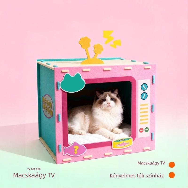 Filc macskafészek, félig zárt, téli vastagodított kivitel, melegen tartja