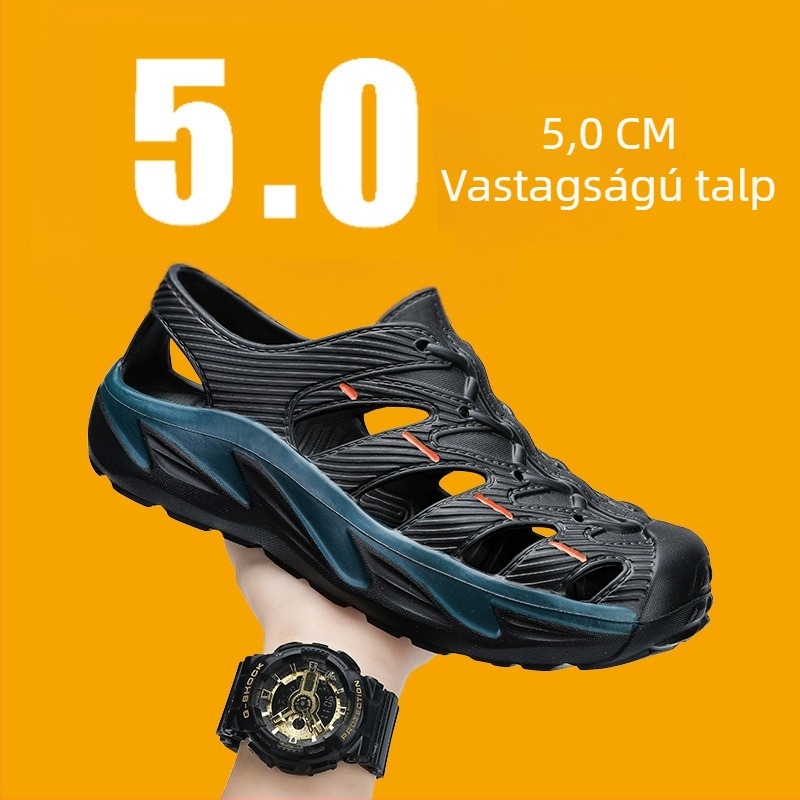 Férfi slip-on szandálok vastag EVA talppal, légáteresztő perforált kialakítás, 2025 tavasz