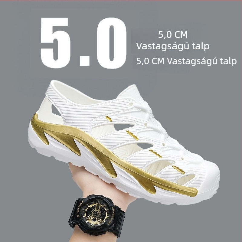 Férfi slip-on szandálok vastag EVA talppal, légáteresztő perforált kialakítás, 2025 tavasz