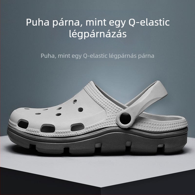 Férfi külső használatú szandál, légáteresztő EVA talppal, műanyag felsőrész, csatával záródó, lapos talp