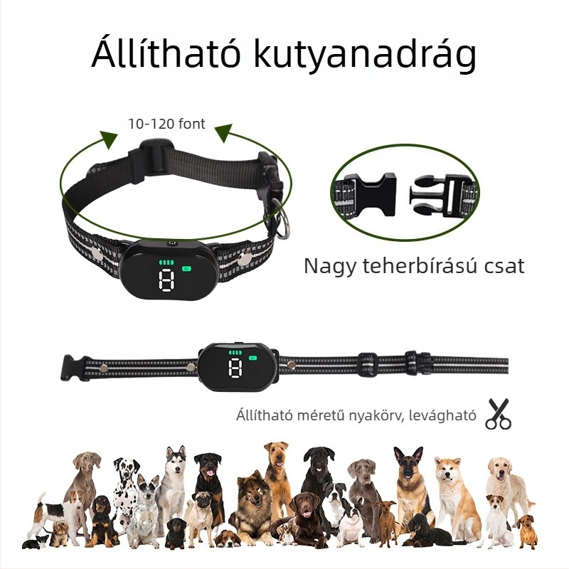 Távirányítós kutya-edző nyakörv, anti-ugatás, vibráció és elektromos sokk funkcióval, univerzális illeszkedés