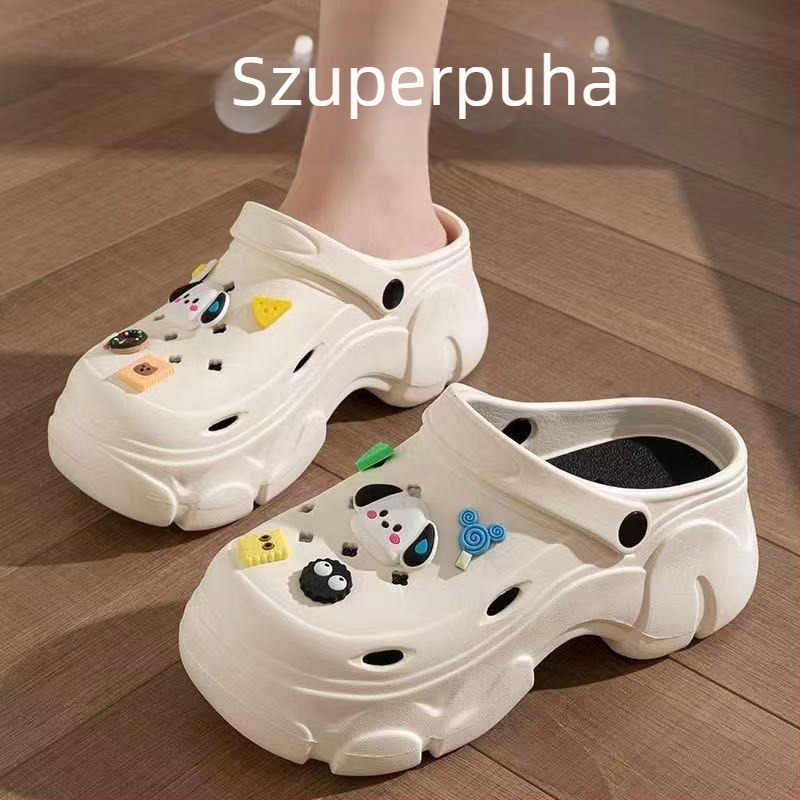 Női EVA vastag talpú szandál, rajzfilm mintázat, csúszásmentes talp, sarokmagasság 5–8 cm