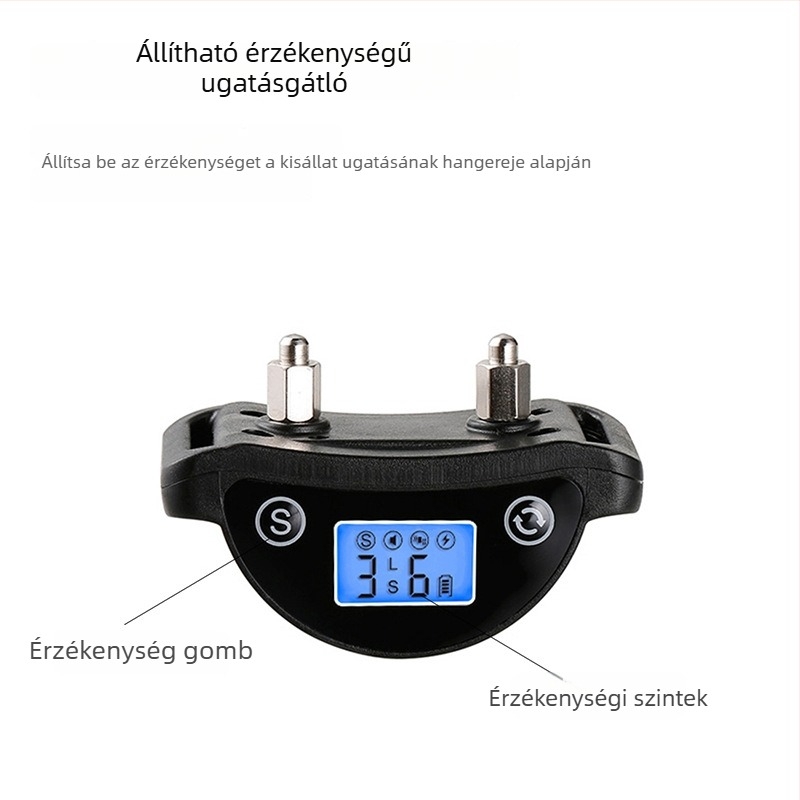 Automata ugatásgátló nyakörv LCD-képernyővel, vízálló, vibráció és elektromos sokk