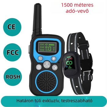 1500 m-es hangvezetésű kutyaedző készülék - univerzális elektromos nyakörv nagy, közepes és kistestű kutyáknak