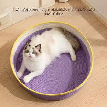 Szőtt macskafészek kaparódeszkával, kézzel szőtt macskapárna télire, háziállat matrac, rattan kutyaodú, karcálló és tartós
