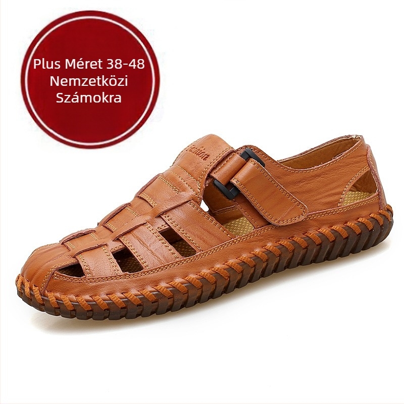Férfi bőrszandál Velcro-záródással, légáteresztő, csúszásmentes