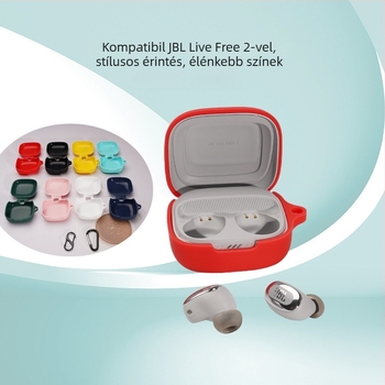 Szilikon védőtok Bluetooth fülhallgatókhoz – ütésálló, domborított felület, hordozható és univerzális, kompatibilis JBL Live Free 2