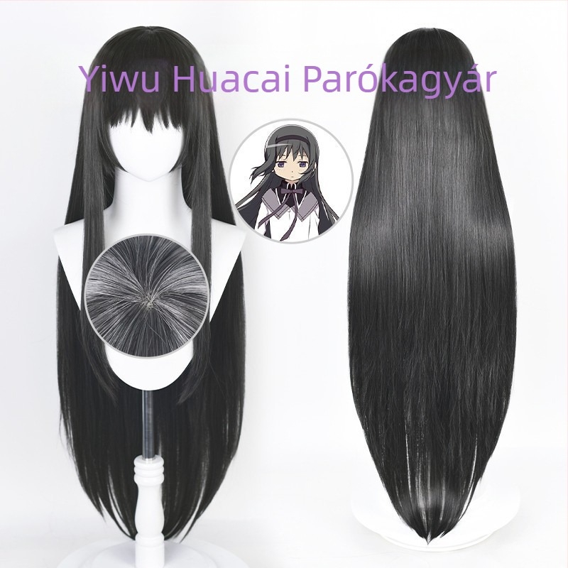 COS paróka Madoka Magica anime karakterhez, középhosszú, hőálló szálból, festhető és göndöríthető