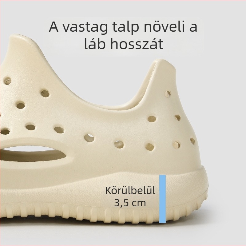 Uniszex slip-on EVA szandál, EVA felső és talp, 3–5 cm vastag talp, injektált öntéses gyártás, nyári utazásokhoz és strandra