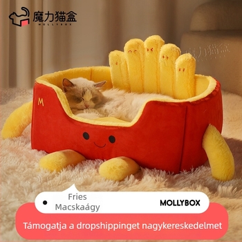 Macskafészek minden évszakra, plüss beltéri ágy, amely melegen tartja a macskákat; alkalmas Folded-ear, British Shorthair, Ragdoll és Berman macskák számára
