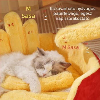 Macskafészek minden évszakra, plüss beltéri ágy, amely melegen tartja a macskákat; alkalmas Folded-ear, British Shorthair, Ragdoll és Berman macskák számára