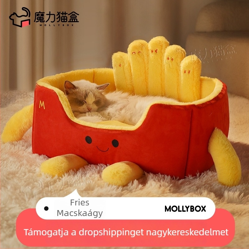 Macskafészek minden évszakra, plüss beltéri ágy, amely melegen tartja a macskákat; alkalmas Folded-ear, British Shorthair, Ragdoll és Berman macskák számára