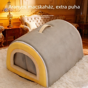 Téli macskaágy fleece béléssel, vastagított, levehető és mosható, hordozó táska, zárt macskaágy, vastag matrac