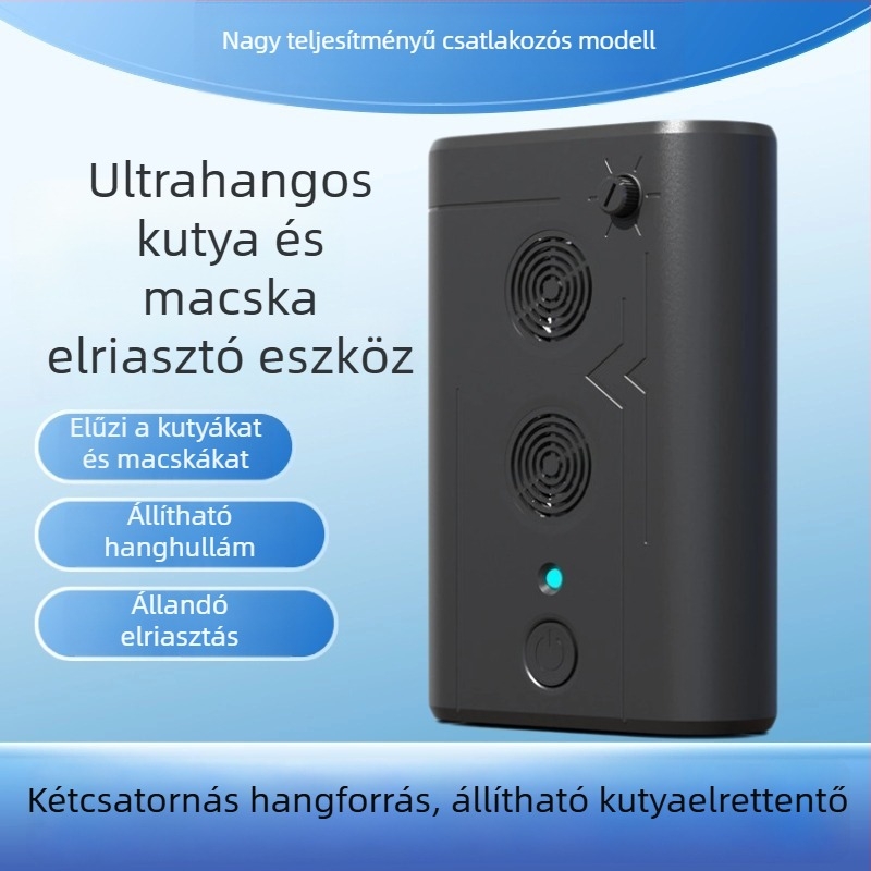 Kettős ultrahangos ugatásmegállító és kutya-edzés eszköz – műanyag, univerzális, neutrális márka, saját márka engedélyezett