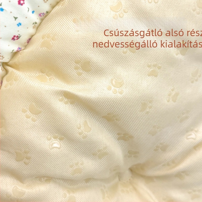 Minden évszakos macskaágy, gépi mosás, japán virágmintás, légáteresztő és kényelmes, kapitoneált, csúszásmentes