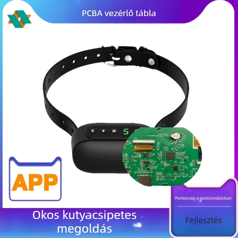Kutyatraining nyakörv hangvezérléssel és PCBA vezérlőpanellel, monokróm kijelző, műanyag ház