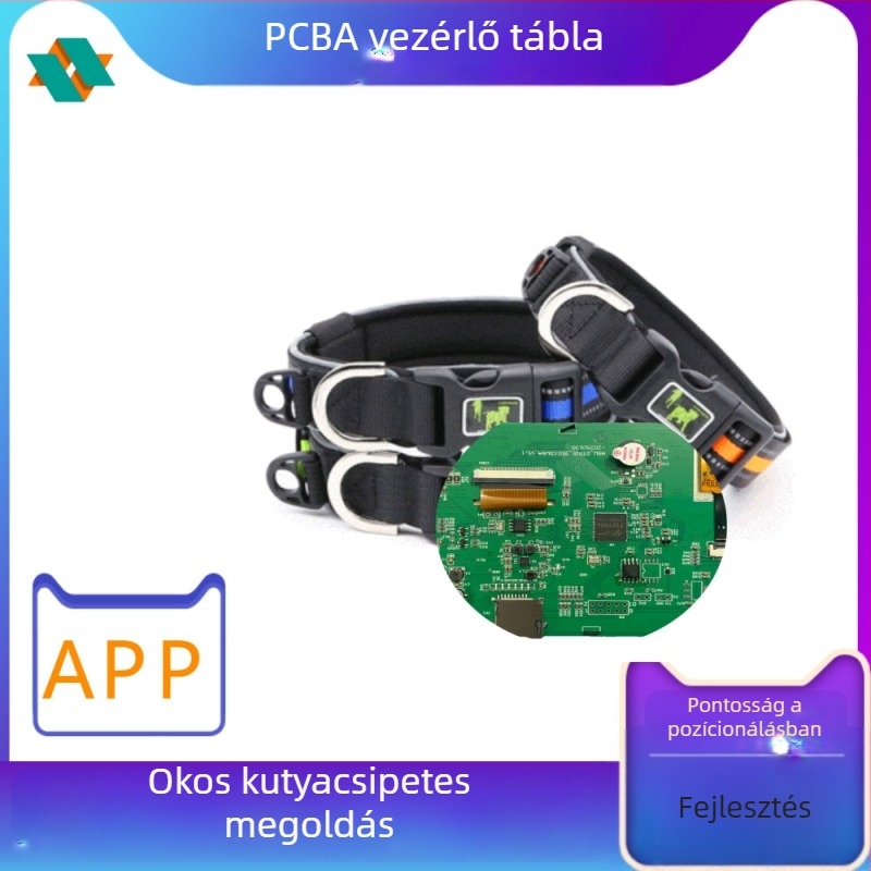 Kutyatraining nyakörv hangvezérléssel és PCBA vezérlőpanellel, monokróm kijelző, műanyag ház