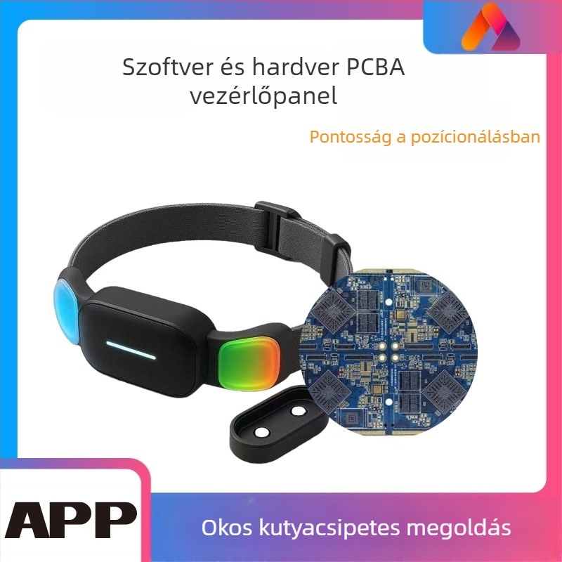 Kutyatraining nyakörv hangvezérléssel és PCBA vezérlőpanellel, monokróm kijelző, műanyag ház