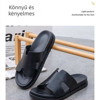 Férfi strandpapucs, csúszásmentes, vízálló, nyitott orrú, PU felső, PVC talp