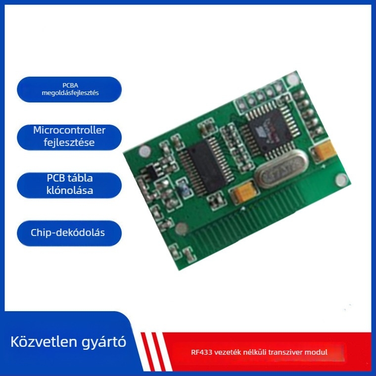 433MHz vezeték nélküli transzceiver PCBA modul kutya tréningre és ugatás megállítására, modell Hzy-107, kétrétegű alumínium PCB, 1.8–3.6 V
