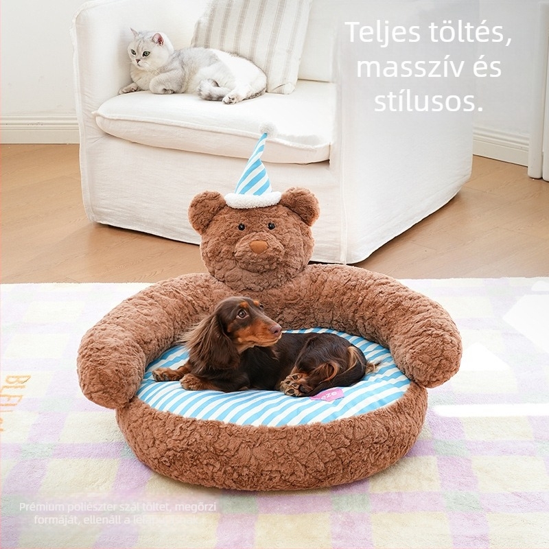 Zeze plüss macskaágy – téli meleggel, egész éves odú macskáknak és kutyáknak, levehető és mosható