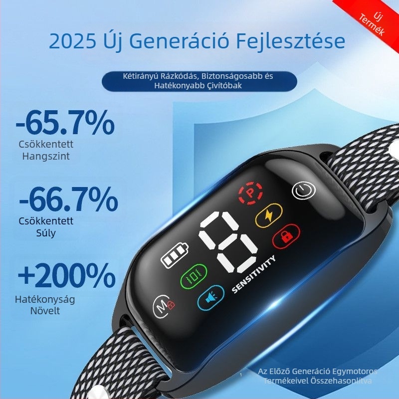 Kutyanevelő nyakörv automatikus ugatás elleni védelemmel, Q9Pro modell, műanyag kivitel