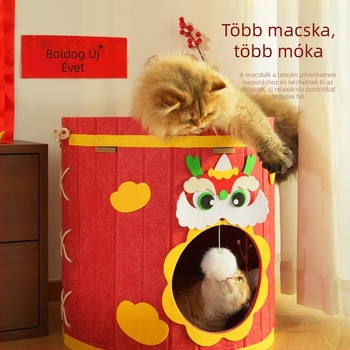 Két szintes macska odú mászófával, négy évszakos, lélegző és meleg (anyag: filc; kategória: macska odú)