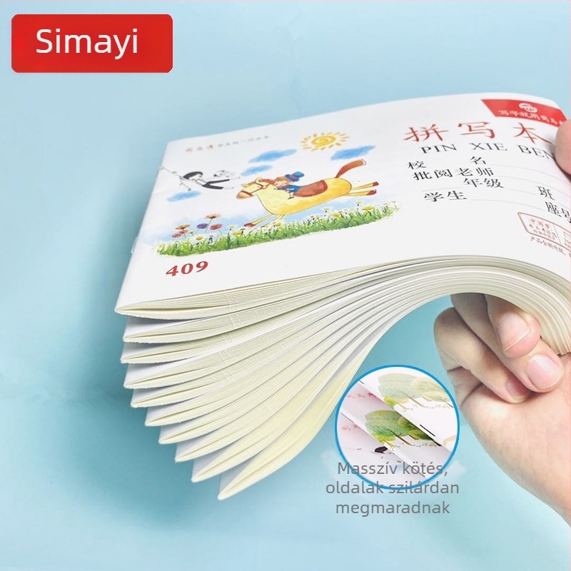 Munkafüzet – Pinyin, kínai, matematika, írás, helyesírás, angol nyelvű összefüggés (kompozíció); papírborító; papírtartalom; papír súly 100; 1–50 oldal; kreatív stílus