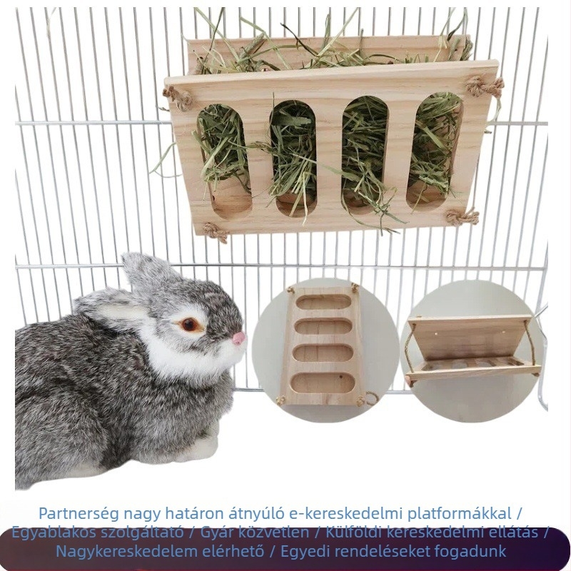 Kisállatok számára szilárd fából készült szénatároló; összecsukható; vízszintes és függőleges rögzítés; méret S