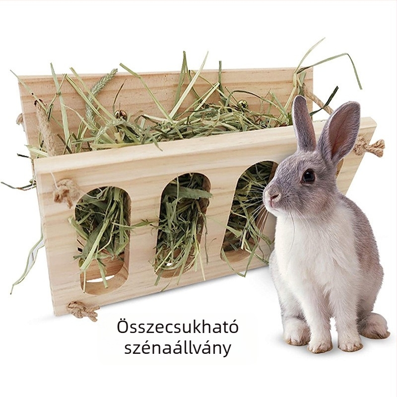Kisállatok számára szilárd fából készült szénatároló; összecsukható; vízszintes és függőleges rögzítés; méret S