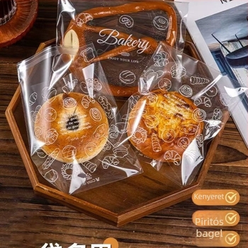 Pékárukhoz való átlátszó csomagolózacskó OPP anyagból, ZIPLock zárással, átlátszó kivitelben, alkalmas sütött termékekhez (kenyér, pirítós, mochi, croissant) — 50/100 db