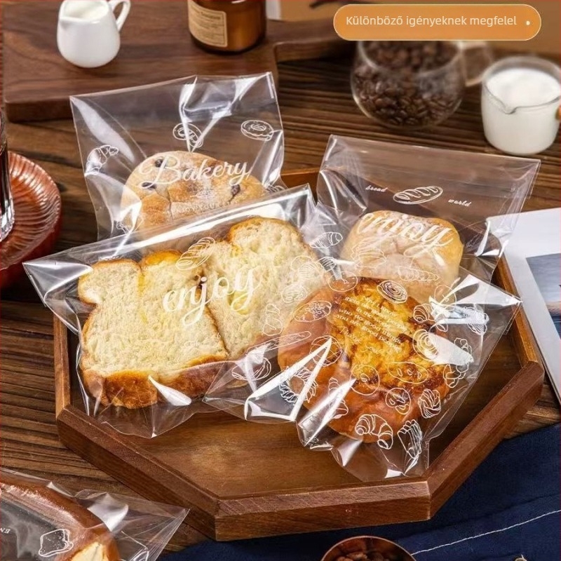 Pékárukhoz való átlátszó csomagolózacskó OPP anyagból, ZIPLock zárással, átlátszó kivitelben, alkalmas sütött termékekhez (kenyér, pirítós, mochi, croissant) — 50/100 db