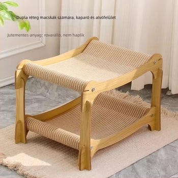 Macska kaparódeszka sisalból és sűrűség alapú deszkával — tartós, szálak nem hullanak le; beépített fészek és játék; Anyagok: sisal, sűrűség deszka; Csomagolás: 10 db