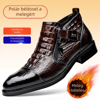 Chelsea bakancsok valódi bőrből, oldalsó cipzár, alacsony sarok, üzleti-casual stílus, férfiaknak