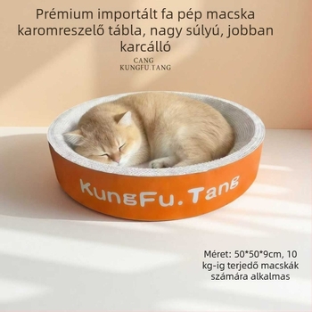Hullámkartonból és fehér kartonból készült macska kaparódeszka, rostmentes, tartós, karcolásálló, integrált macskapárnával és erőteljes karcoló játékkal