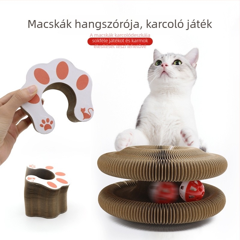 Macska karmoló tábla és mászókeret hullámkartonból, aranyos stílus, 1 db