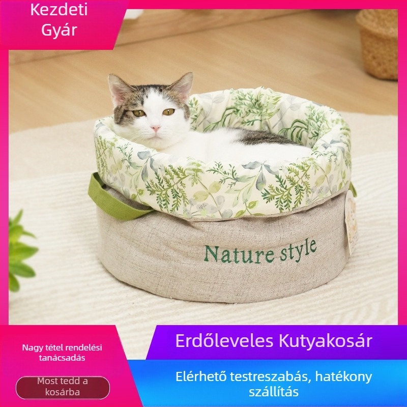 Janie Cat macskafészek — téli meleg, félzárt négyszeres évszakos macskapihenő, textil anyag