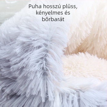 Téli meleg macskafészek, félig zárt dizájn, csigaház formájú, plüss anyag
