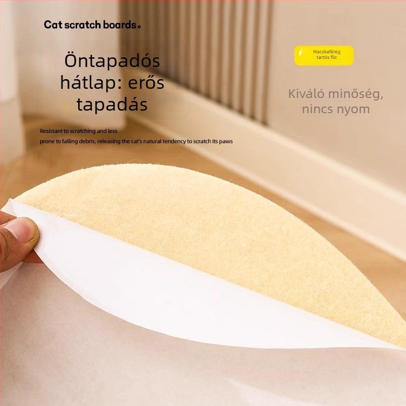 Macska karmoló tábla falra ragasztható, filcből – vastagabb, karcolásálló, vágóképes, aranyos stílus (Anyag: filc, poliészter rost)