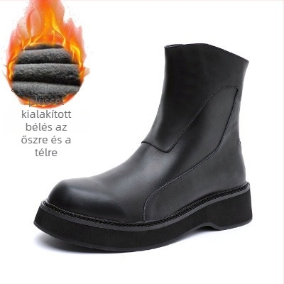 Martin csizmák férfiaknak hátsó cipzárral, marhabőr, gumi talp, középmagas sarok 3–5 cm, magasságnövelő
