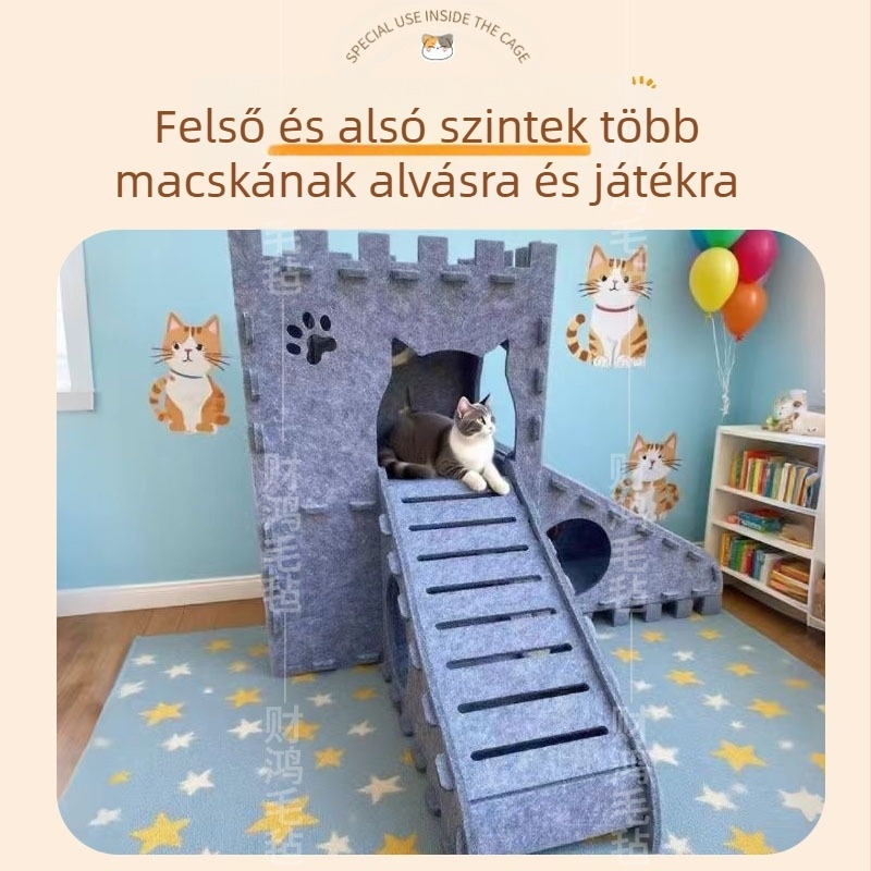 Filc macskafészek, testreszabható és moduláris, foltálló, egész éves használatra alkalmas